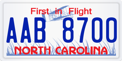NC license plate AAB8700