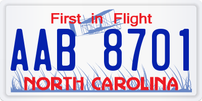 NC license plate AAB8701