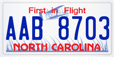 NC license plate AAB8703