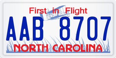 NC license plate AAB8707