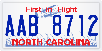 NC license plate AAB8712