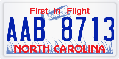 NC license plate AAB8713