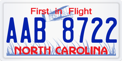 NC license plate AAB8722
