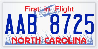 NC license plate AAB8725