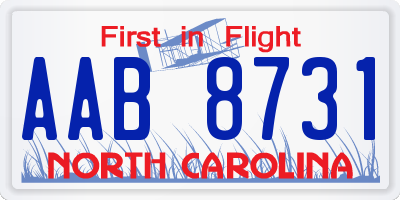 NC license plate AAB8731