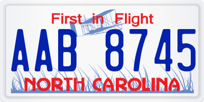 NC license plate AAB8745