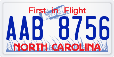 NC license plate AAB8756