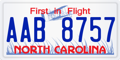 NC license plate AAB8757