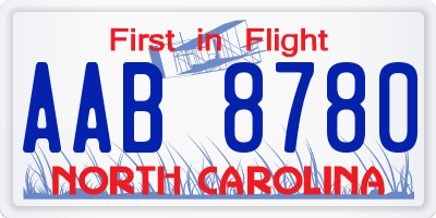 NC license plate AAB8780