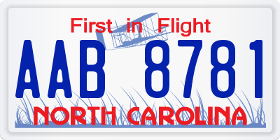 NC license plate AAB8781