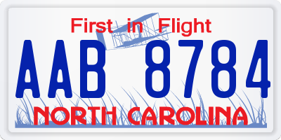 NC license plate AAB8784