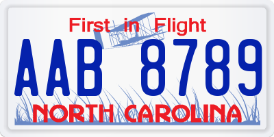 NC license plate AAB8789