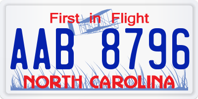 NC license plate AAB8796