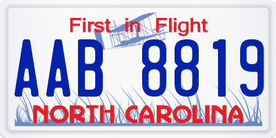 NC license plate AAB8819