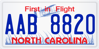 NC license plate AAB8820