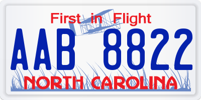 NC license plate AAB8822