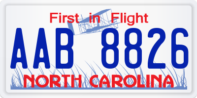 NC license plate AAB8826