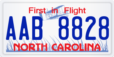 NC license plate AAB8828