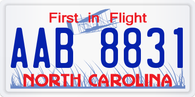 NC license plate AAB8831