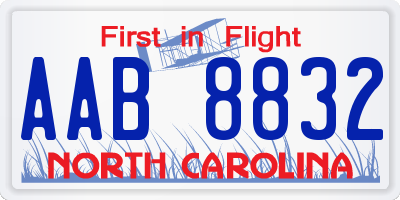 NC license plate AAB8832