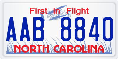 NC license plate AAB8840