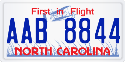 NC license plate AAB8844