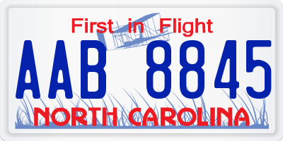 NC license plate AAB8845
