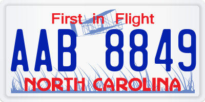 NC license plate AAB8849