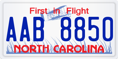 NC license plate AAB8850