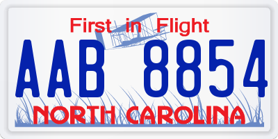 NC license plate AAB8854