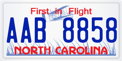 NC license plate AAB8858