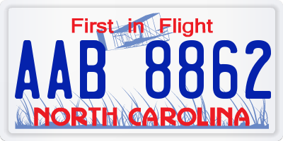 NC license plate AAB8862