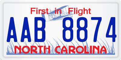 NC license plate AAB8874