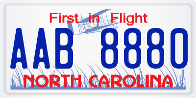 NC license plate AAB8880