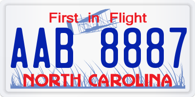NC license plate AAB8887