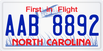 NC license plate AAB8892