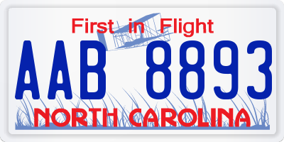 NC license plate AAB8893