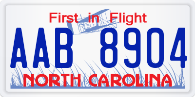 NC license plate AAB8904