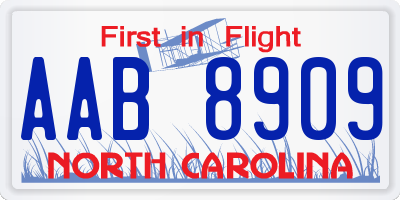 NC license plate AAB8909