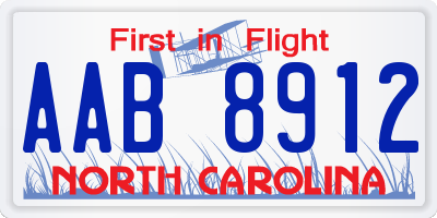 NC license plate AAB8912