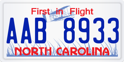 NC license plate AAB8933