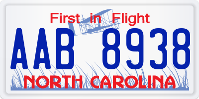 NC license plate AAB8938