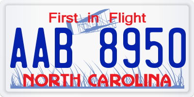 NC license plate AAB8950