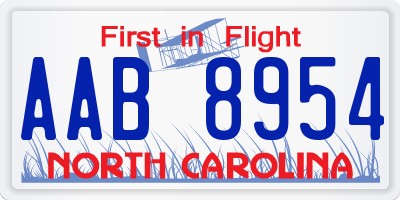 NC license plate AAB8954