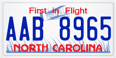 NC license plate AAB8965