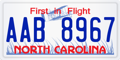 NC license plate AAB8967