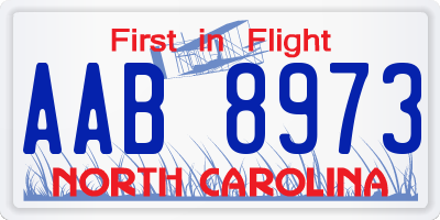 NC license plate AAB8973