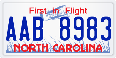 NC license plate AAB8983