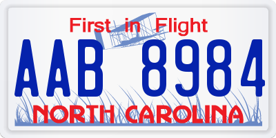NC license plate AAB8984
