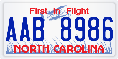 NC license plate AAB8986